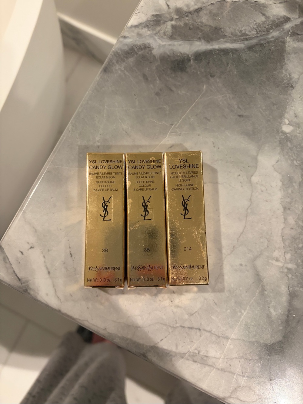 Yves Saint Laurent Gold Lip Trio - Loveshine + Candy Glow